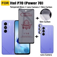For Itel Power 70 Privacy Tempered Glass  Itel P65 P55 P55+ P70 4G A50C A50 A70 Screen Protector+Cam