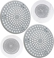 Sink Drain Strainer, Pack of 2, Grey, Made of TPR (Thermoplastic Elastomer), Diameter 11 cm, with 3 