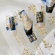 1/2pcs Nail Stickers Cute And Stylish Bronzing 5D Craft Bamboo Chinese Font Verse Design Charms For 