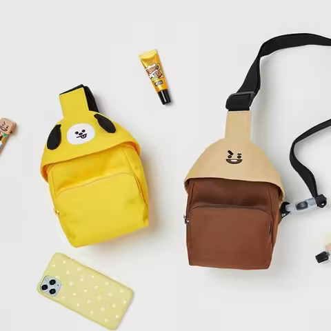 Kawaii Anime Bt21 New Mini Diagonal Cross Bag Y2K Student Cute Shoulder Bag Multi-functional Backpac