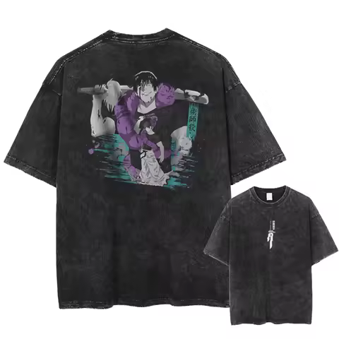 2026 Anime Jujutsu Kaisen Fushiguro Toji Printed T-shirt Men's and Women's Washed T-shirt High Quali