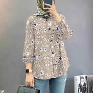 Kemeja Wanita Bunga-bungaan 2025 Baju-T Wanita Islam Atasan Butang Longgar Baju-T Baju Muslim