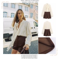 LOR58 - Coffee Ivory Tie Neck (S,M,L) - Jumpsuit 2601