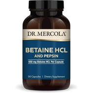 Dr. Mercola Betaine HCL & Pepsin - Digestive Support Supplement for pH Balance - Aids Mineral & Nutr