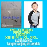 pola kaos raglan anak kertas samson