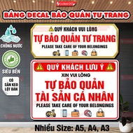 Decal Self-Preservation Board Personal Asset Waterproof Decal Sticker/Plastic Laminating Reminder Se