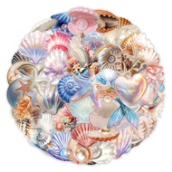 60-Piece Conch Shell & Shell Sticker Pack - New Waterproof Transparent PET Decor Stickers with Flowe