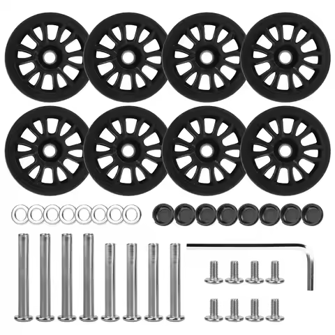 8Pcs Black Luggage Wheel Replacement with Screw Travel Luggage Wheels Replacement Suitcase Parts 50m