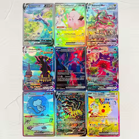DIY Aerodactyl Clefairy Rayquaza Umbreon Mewtwo Gengar Mew Giratina 9Pcs Foil Texture Cards EN Premi