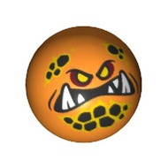 Lego 32474 Orange Ball With Hole < 5 Teeth > Rock Monster Face Printing 6132403