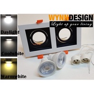 WynnDesign Eyeball Casing with GU10 x 2 Bulb Double Holder Black&amp;White Designer Casing SquareShape Lampu Effect(EB101/2)