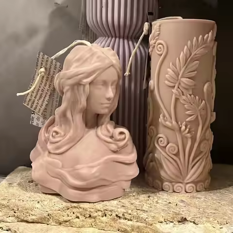 Large European Goddess Statue Candle Silicone Mold Long Hair Female Half-body Candle Silicone Mold E