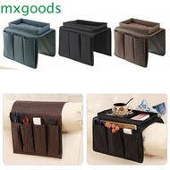 MXGOODS 4 Pockets Storage Bag, Oxford Cloth Non-Slip Sofa Handrail Tray, Practical Large Capacity Durable Space Saver Couch Table Top Holder Snack
