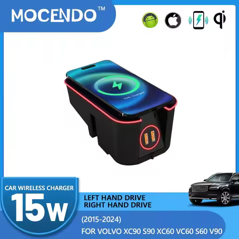 For Volvo XC90 S90 XC60 VC60 S60 V90 15W 2015-2024 Car QI Wireless Charger Charging Plate Phone Hold