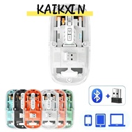 KAIKXIN Wireless Mouse, 3 Modes 1600DPI Silent Mouse, Sleek Transparent 2.4GHz/Bluetooth 5.0" BT Mou