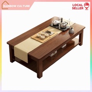 H226 Wooden Coffee Table Classic Elegant Modern Style Living Room Balcony Side Table Wide Double Sto