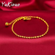 Yukiouo Jewelry 18k Gold Pawnable Saudi Gold Original Bracelet for Women Korean Minimalist Water Ripple Chain Lovers Friendship Bracelet Wedding Birthday Best for Gift Non Tarnish &amp; Non Rust Jewelry for Women on Sale