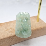 冰潤青蘋果綠手工雕刻猴子吊墜 |天然緬甸玉A貨翡翠