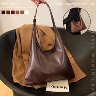 Retro Shoulder Bag Top Handle Women Tote Bag Red/Coffee/Black Tas Jinjing Pegangan Atas Basic Polos 