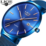 LIGE Simple Fashion Men Watch LIGE Stainless Steel Men Waterproof Analog Quartz Watch