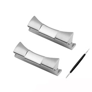 ☍♗ 20mm 21mm Solid Curved Steel Head Grain End Link สำหรับ Rolex Watchband สายหนังยางสายคล้องการเชื่