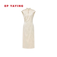 ชุดราตรีผ้าไหมปรับปรุงใหม่ เสื้อผ้าผู้หญิง EP YAYING ชุดยาวปานกลางแขนสั้นฤดูใบไม้ผลิและฤดูร้อน ชุดยา