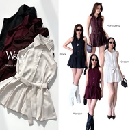 Nova Dress by Wake and Wear | Stripes Collar Mini Dress Halter Neck Tennis Dress Jennie Dress Korean