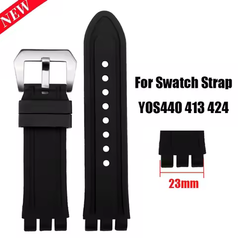 23mm Silicone Strap for Swatch YOS440 413 424 High Quality Rubber Watch Band Convex Interface Men's 