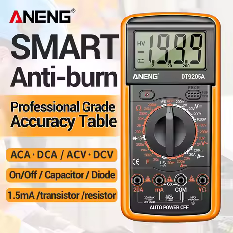 ANENG DT9205A-12 multifunctional multimeter on/off buzzer automatic shutdown silicone protective cov