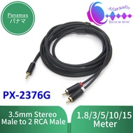 Panamax PX-2376G 3.5mm Stereo Plug to 2 RCA Plug Cable 1.8/3/5/10/15 Meter