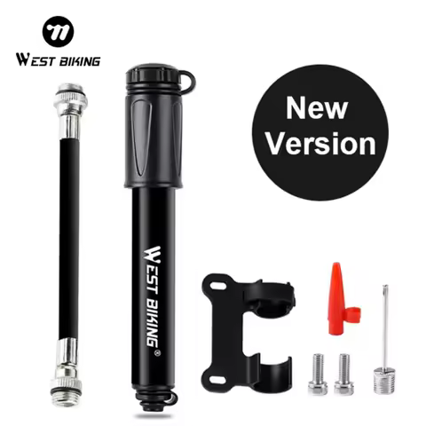 WEST BIKING 100PSI Bicycle Pump Aluminum Alloy High Pressure Hand Mini Bike Pump Tire Air Inflator P