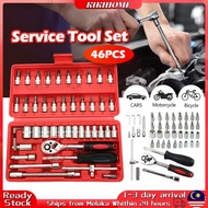 💥46Pcs 1/4" Portable Service Tools Screwdriver Wrench Sleeve Set Ratchet Wrench Set Car Toolbox DIY 