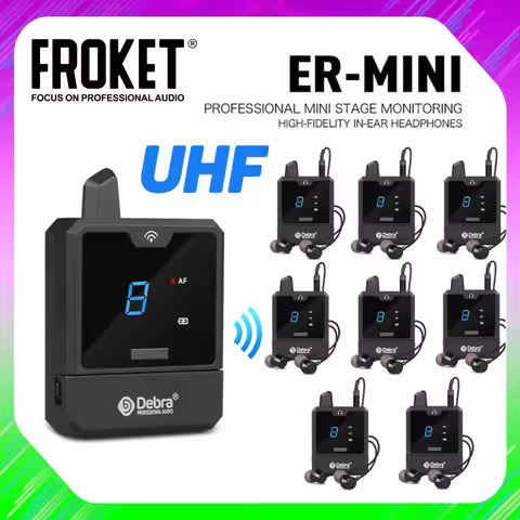 UHF IEM In-Ear Monitor System Wireless Audio-Mini UHF Rechargeable for Music Audio Monitoring Live B