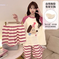 Short Short Pajamas with Chest Pad Dachshund Dog Cup Pajamas Short Sleeve+Shorts+Trousers Chest Pad 