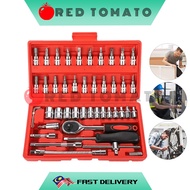 RED TOMATO 46Pcs 1/4 Inch Tools Set Screwdriver Box Socket Set Ratchet & Bits Chrome Vanadium CR-V S