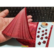 Pack of 600 Strips Red Color Tiny Lucky Stars Origami Paper Kits. 16.5x0.8cm. (4D Glittering paper s