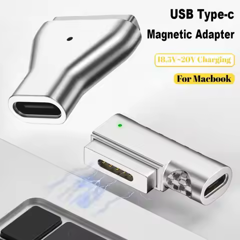 Portable T-Tip PD Quick Charging Connector Type C to Magsafe 2 Magnetic Plug Converter USB C Adapter