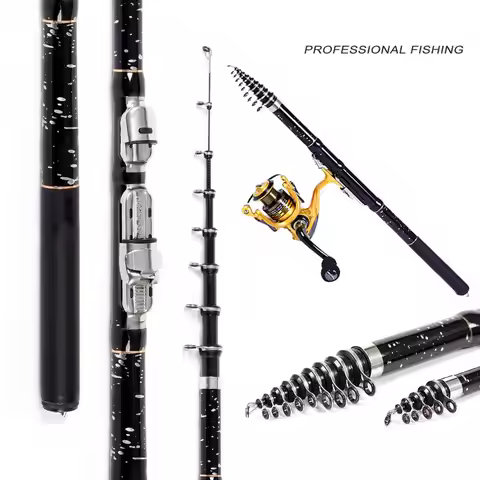 Fishing Rod Carbon Fiber 1.8-3.6m Professional Spinning Rod Sea Fishing Lightweight Telescopic Spinn