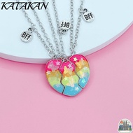 KATAKAN 3Pcs BFF Necklaces, Alloy Cute Matching Heart Pendant Necklace, Friendship Friendship Jewelr