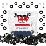 Play Platoon 144 Piece Wheels and Axles Sets, Building Bricks Car Parts and Pieces Kit - Car Buildin