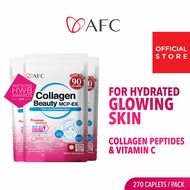 [3 Packs] AFC Collagen Beauty MCP-EX - Skin Supplement for Glowing Hydrated Radiant Firm Supple Skin - For Open Pores Pigmentation Dark Spots with Marine Cartilage Extract + Vitamin C  • Made in Japan • 270 Caplets (Suitable for All Skin Types)