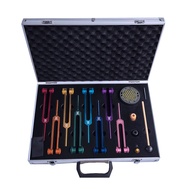 (CEUO) Chakra Tuning Fork Set Colorful Tuning Forks with Rubber Mallet for Healing Sound Therapy Yog