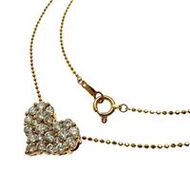 Heart Diamond Necklace, 1.00ct Total, 18K Gold, 3.4g, 40cm, Women's