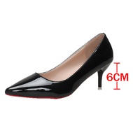 Classic Black Stiletto Heels Pumps Women 2024 Spring Patent Leather Office Shoes Woman Plus Size 43