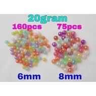Round Ice Beads 6mm 8mm - 20gram Round Dove Beads/ 6mm 8mm