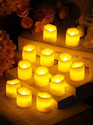 6支/套塑料LED無焰蠟燭家用浪漫米色電子無焰蠟燭