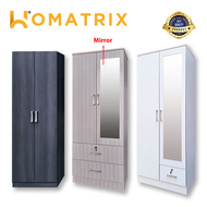 HOMATRIX 2 Door Wardrobe Storage Cabinet With Mirror Almari Baju Cermin (2.5x6ft) HM2328 HM2325