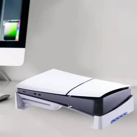 For PS5 Slim Base Stand Side Stand Base Anti-Slip Mads with 4-Port USB2.0 Hub Display Stand for PS5 