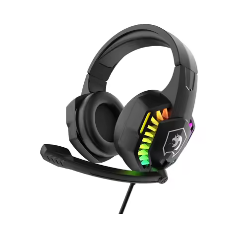 MAMBASNAKE CY907 RGB Gaming Headset, 5.1 Channel Stereo Surround Sound, 3.5mm Wired LED Over-Ear Com