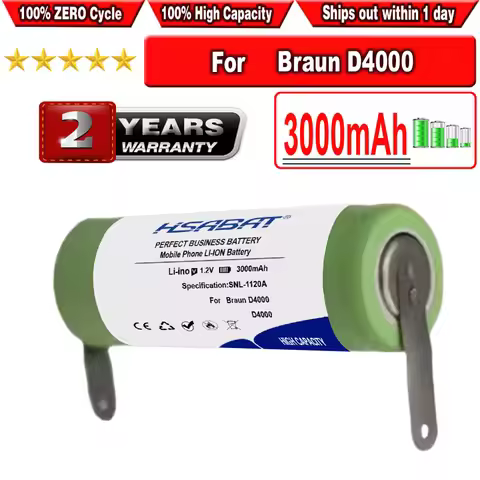 HSABAT 3000mAh Battery for Braun Oral B D32 D34 3738 P6000 3D D16 D20 D4000 D20 p5000 P700 Electric 